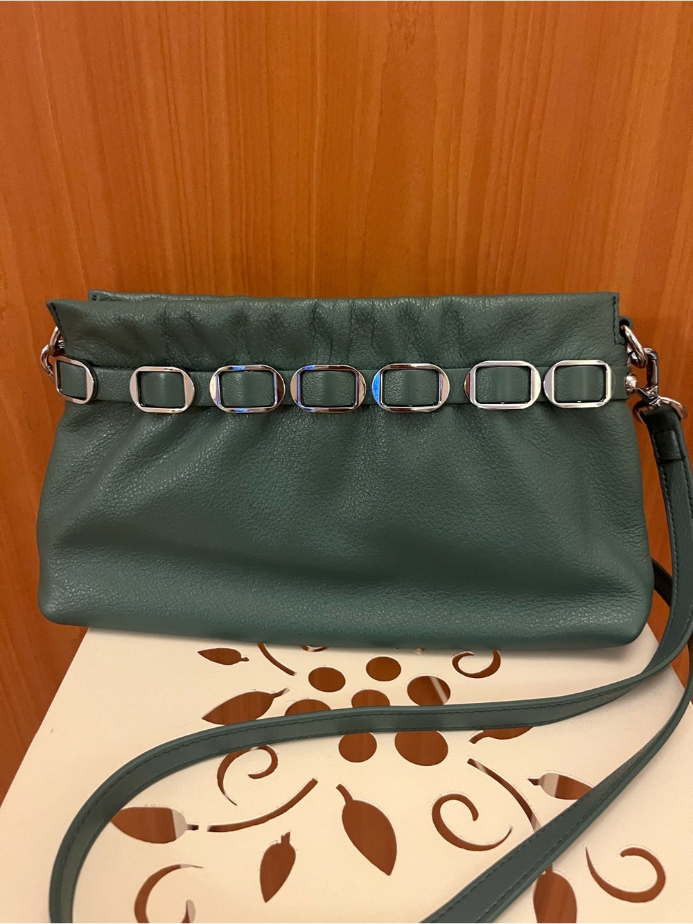 P&E Poulina & Eiterou green leather handbag